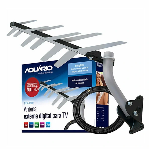 Antena Digital Externa Tv Uhf Hdtv Aquario Dtv-1500