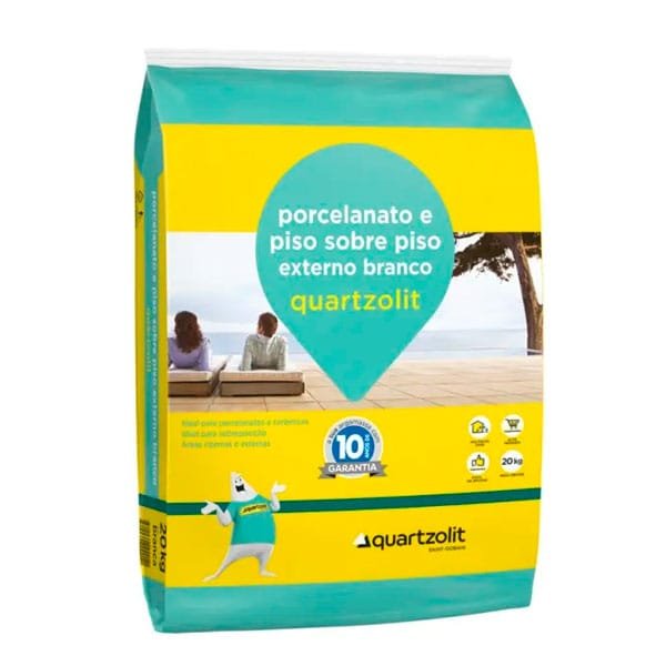 Argamassa Porcelanato Piso sobre Piso Externa Branca 20kg Quartzolit