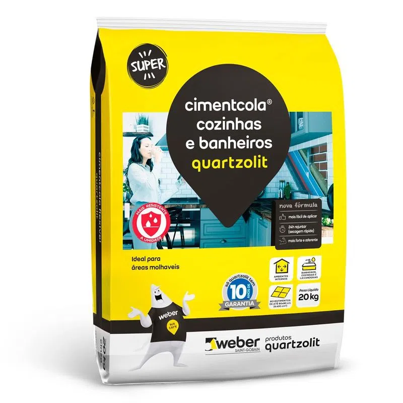 Argamassa Quartzolit Cozinhas e Banheiros Cinza 20kg