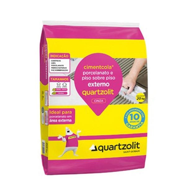 Argamassa Quartzolit Porcelanato Piso sobre Piso Externo Cinza 20kg