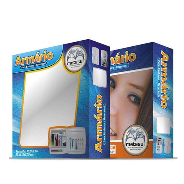 Armário de Banheiro Com Espelho Grande Branco ou Bege - Metasul