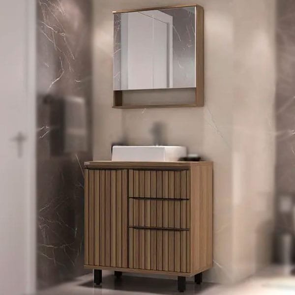 Armário para Banheiro Cecília 78cm com Pés Fabribam Nogal