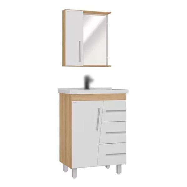 Armário para Banheiro Fabribam Syrius 62cm com Pés Amêndoa/Branco