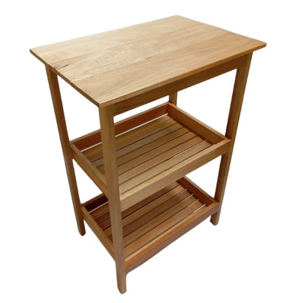 Fruteira de Madeira Tampo Reto com 2 Prateleiras