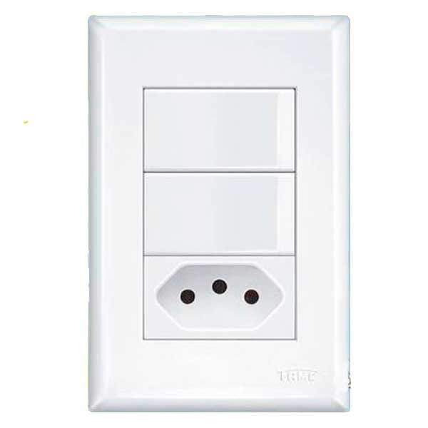 Interruptor Fame 2 teclas Simples +Tomada Padrão 2P+T 20A EV