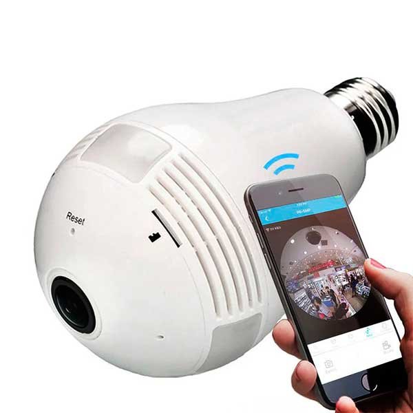 Lâmpada com Câmera Monitor 360° Wifi
