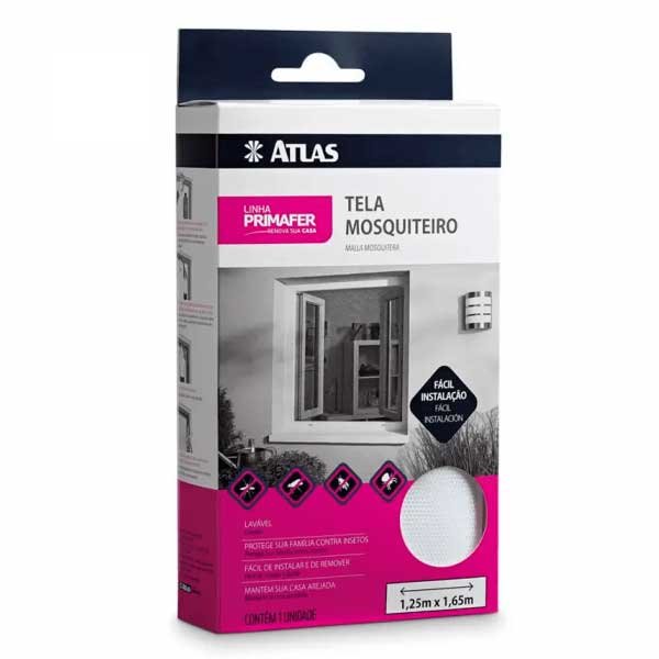 Tela Mosquiteiro Branca Poliester 1,25mt por 1,65mt Atlas