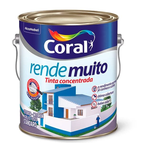 Tinta Coral Acrílica Rende Muito Fosco Branca 3,6L