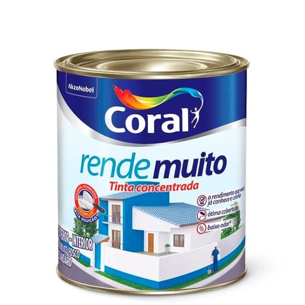 Tinta Coral Acrílica Rende Muito Fosco Branco 900ml