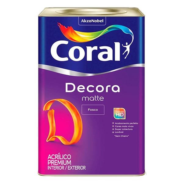 Tinta Coral Acrílico Decora Mate Fosco Branco Neve 18L