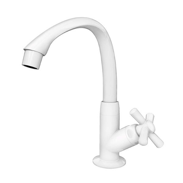 Torneira Tigre Plástica Lavatório Mesa Alta Móvel Cross Branca 1/2