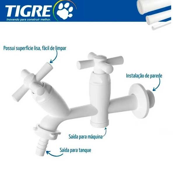 Torneira Tigre Tanque/Máquina Cross BC 1/2 - 3/4"